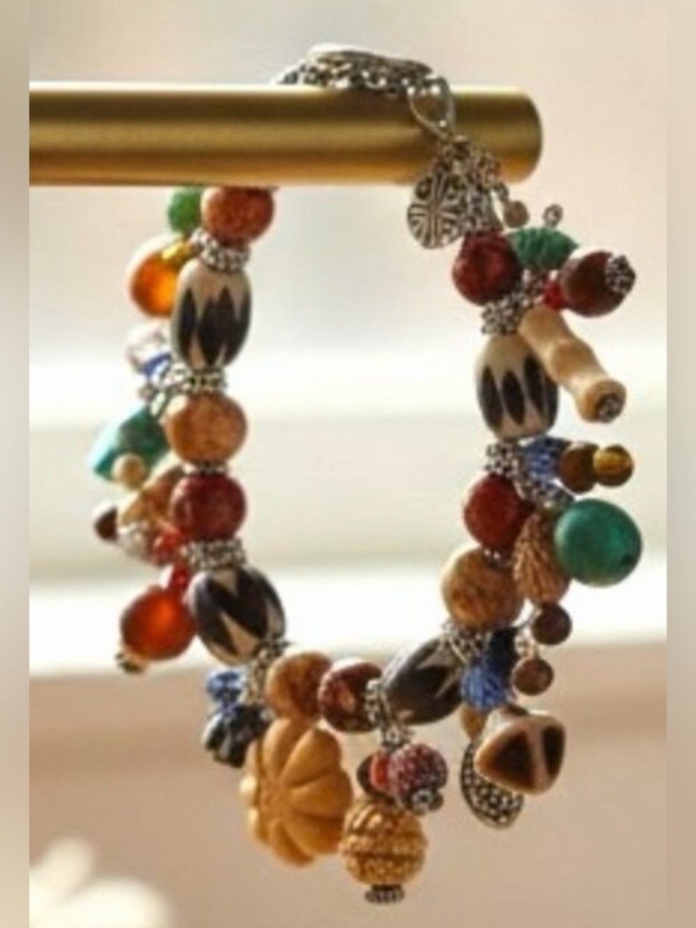 Vintage Handcrafted African Trade Bead Charm Bracelet - Women Jewelry